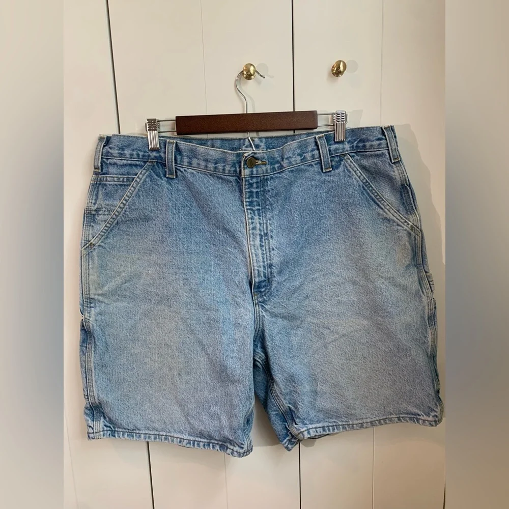 Vintage Carhartt Men's Blue‎ Denim Carpenter Shorts Size 40